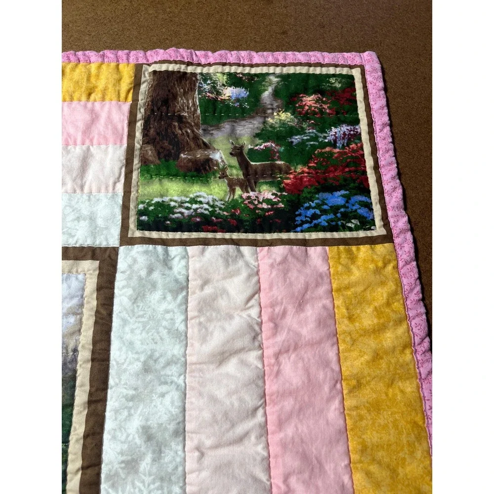 Baby Quilt Snow White, Hand Quilted size 38 1/2